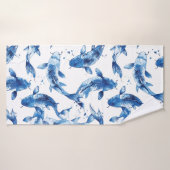 Koi indigo shibori-patroon badhanddoek (Badhanddoek)