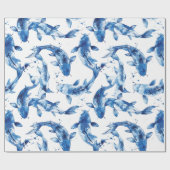 Koi indigo shibori-patroon cadeaupapier (Vlak)