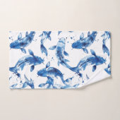 Koi indigo shibori-patroon handdoek (Handdoek)