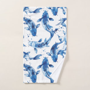 Koi indigo shibori-patroon handdoek