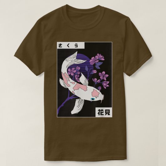 Koi Japanese Koi Carp Sakura Tree Sunset Cherry Bl T-shirt (Design voorkant)