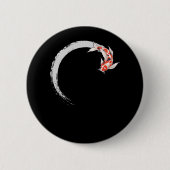 Koi Japanse Enso Circle Carp Fish Ronde Button 5,7 Cm (Voorkant)