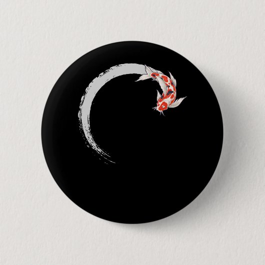 Koi Japanse Enso Circle Carp Fish Ronde Button 5,7 Cm (Voorkant)