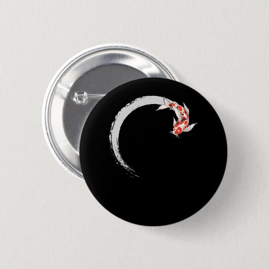Koi Japanse Enso Circle Carp Fish Ronde Button 5,7 Cm (Voorkant /achterkant)