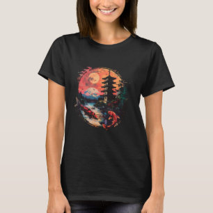 Koi Japanse Koi Karper Vis Pagode Tempel Japanse T-shirt