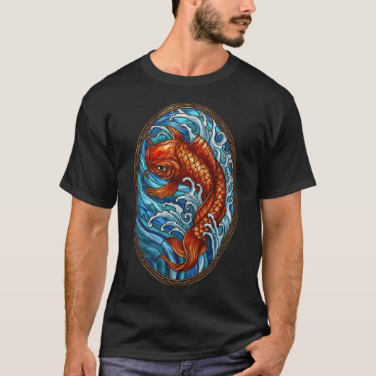 Koi Karper Glas in Lood T-shirt (Voorkant)