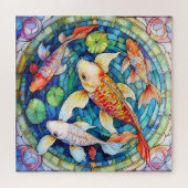 Koi Karper in Glas in Lood Legpuzzel (Horizontaal)