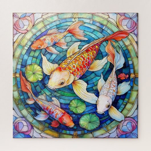 Koi Karper in Glas in Lood Legpuzzel (Verticaal)