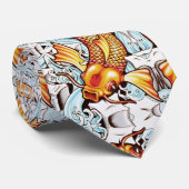 Koi Karper Japans Tattoo Geïnspireerd Vis Gevist Stropdas (Opgerold)