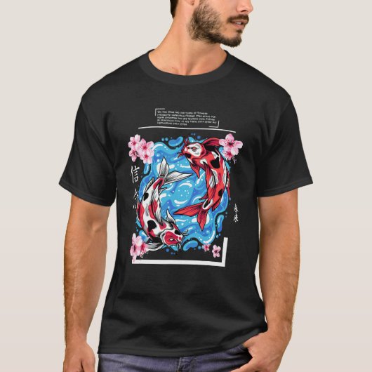 Koi Karper Japans Vis Ontwerp T-shirt (Voorkant)