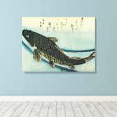 Koi (karper) - Japanse visafdruk van Hiroshige Canvas Afdruk (Insitu (Houten vloer))
