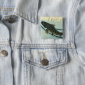 Koi (karper) - Japanse visafdruk van Hiroshige Vierkante Button 5,1 Cm (In situ)