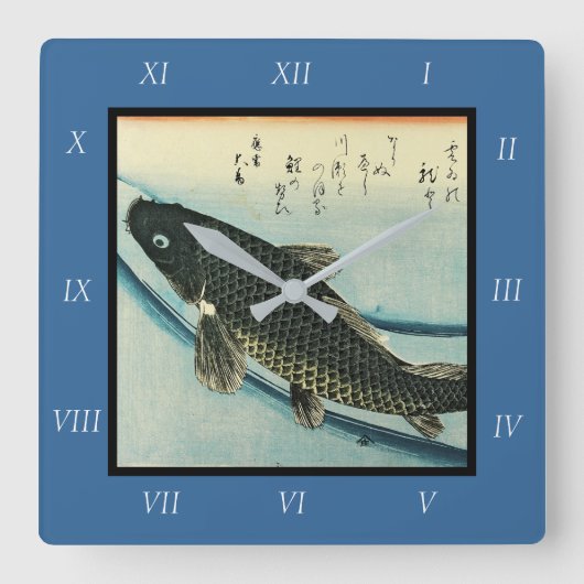 Koi (karper) - Japanse visafdruk van Hiroshige Vierkante Klok (Voorkant)