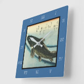Koi (karper) - Japanse visafdruk van Hiroshige Vierkante Klok (Hoek)