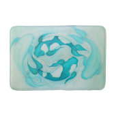 Koi Karper Schilderij Aqua Blauw Kleur Badmat (Voorkant)