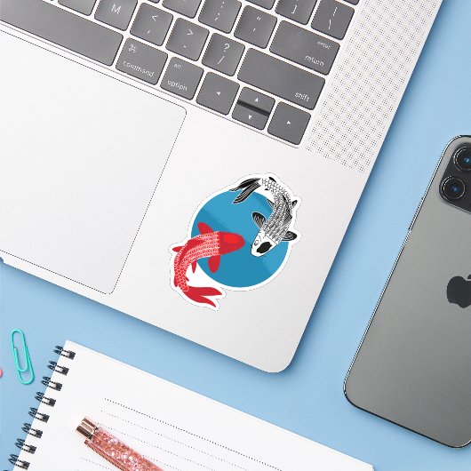 Koi Karper Sticker (Laptop met iPhone)
