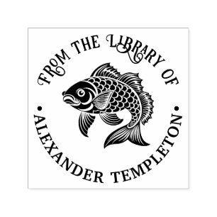 Koi Karper Vis #3 Bibliotheek Boek Naam Zelfinktende Stempel