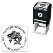 Koi Karper Vis #3 Naam Retouradres Zelfinktende Stempel (In situ)