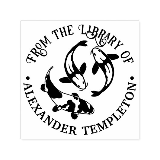 Koi Karper Vis Bibliotheek Boeknaam Zelfinktende Stempel (Design)