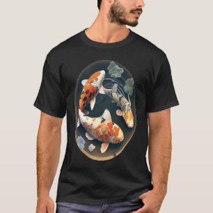 koi karper vis in een vijver grafische schilderij  t-shirt