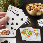 Koi Karper Vis Oranje Groen op Pokerkaarten (Insitu)