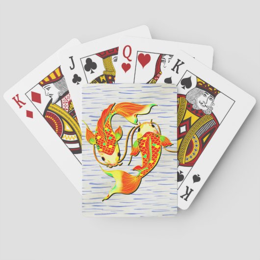 Koi Karper Vis Oranje Groen op Pokerkaarten (Achterkant)