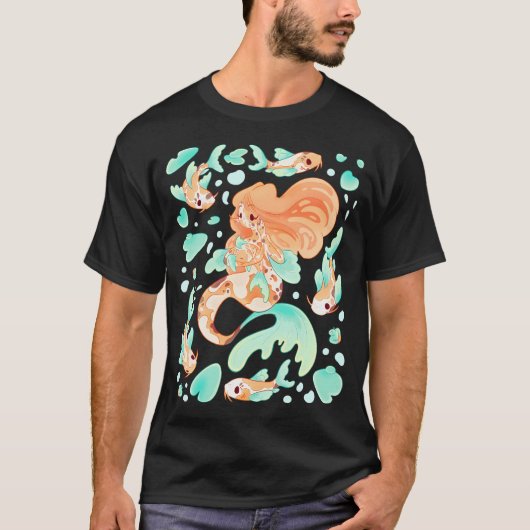Koi Karper Zeemeermin Illustratie T-shirt (Voorkant)