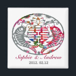 Koi Liefde Dubbel Geluk Oosterse bruiloft Magneet<br><div class="desc">Dit ontwerp is voorzien van twee mooie koi vissen,  in verschillende kleuren wat yin-yang concept impliceert,  gelukkig met het Chinese karakter / symbool voor dubbel geluk. Volledig . Pas het aan het verlangen van je hart aan.</div>