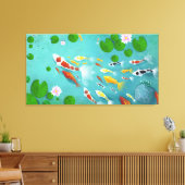 Koi Lotus Fish Pond Canvas Afdruk (Insitu (Woonkamer))