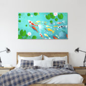 Koi Lotus Fish Pond Canvas Afdruk (Insitu (Slaapkamer))