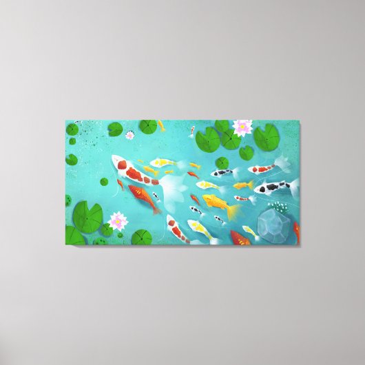 Koi Lotus Fish Pond Canvas Afdruk (Voorkant)