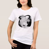 Koi & Lotus Zen Lijn Kunst Tri-Blend Shirt (Voorkant)