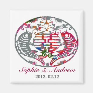 Koi Love Double Happiness Oriental Wedding Magneet