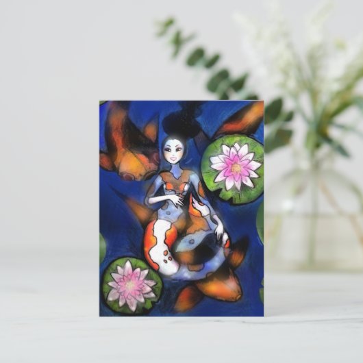 Koi Mermaid Briefkaart Print (Staand voorkant)