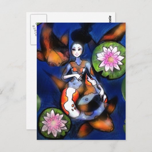Koi Mermaid Briefkaart Print (Voorkant / Achterkant)