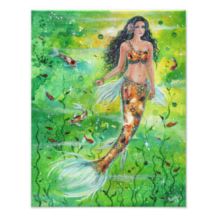 Koi mermaid Lily door Renee Lavoie Foto Afdruk