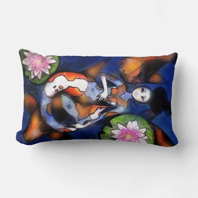 Koi Mermaid Lumbar Sierkussen Kussen (Voorkant)