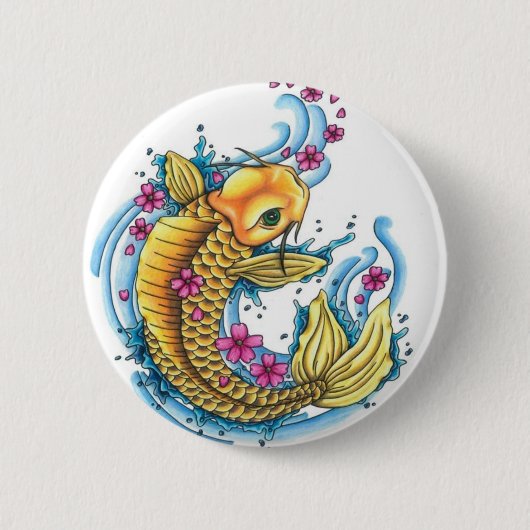 Koi met Cherry Blossom Button (Voorkant)