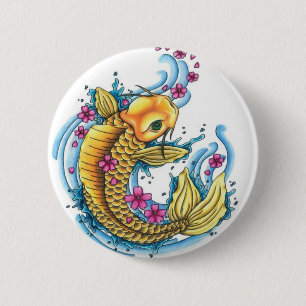 Koi met Cherry Blossom Button