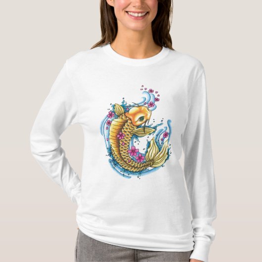 Koi met Cherry Blossom Hoodie T-shirt (Voorkant)
