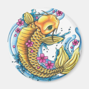Koi met Cherry Blossom Large Magnet