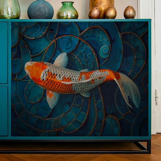 Koi met Golden Swirls Decoupage Tissuepapier