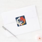 Koi met Mon japans stijldecal Vierkante Sticker (Envelop)