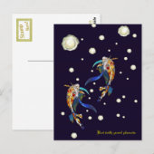 Koi met Pearl Planets Fantasy Wedding Briefkaart (Voorkant / Achterkant)