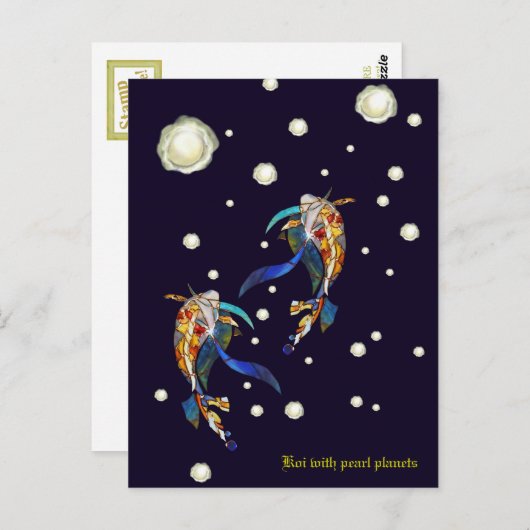 Koi met Pearl Planets Fantasy Wedding Briefkaart (Voorkant / Achterkant)