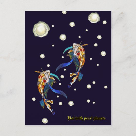 Koi met Pearl Planets Fantasy Wedding Briefkaart (Voorkant)