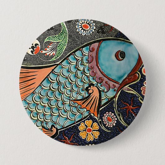 Koi Mosaic Ronde Button 7,6 Cm (Voorkant)
