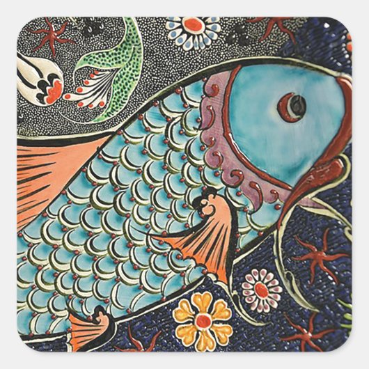 Koi Mosaic Vierkante Sticker (Voorkant)