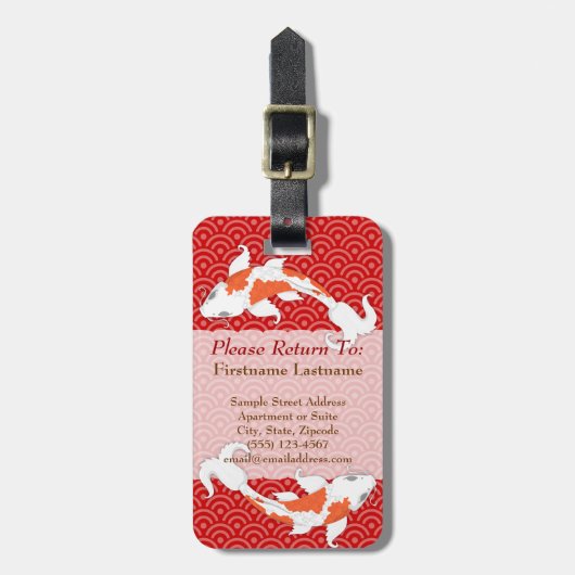 Koi op rood en bruin - Aangepast Bagagelabel (Voorkant verticaal)
