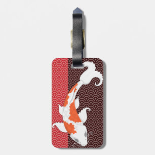  Koi op rood en bruin - Aangepast Bagagelabel